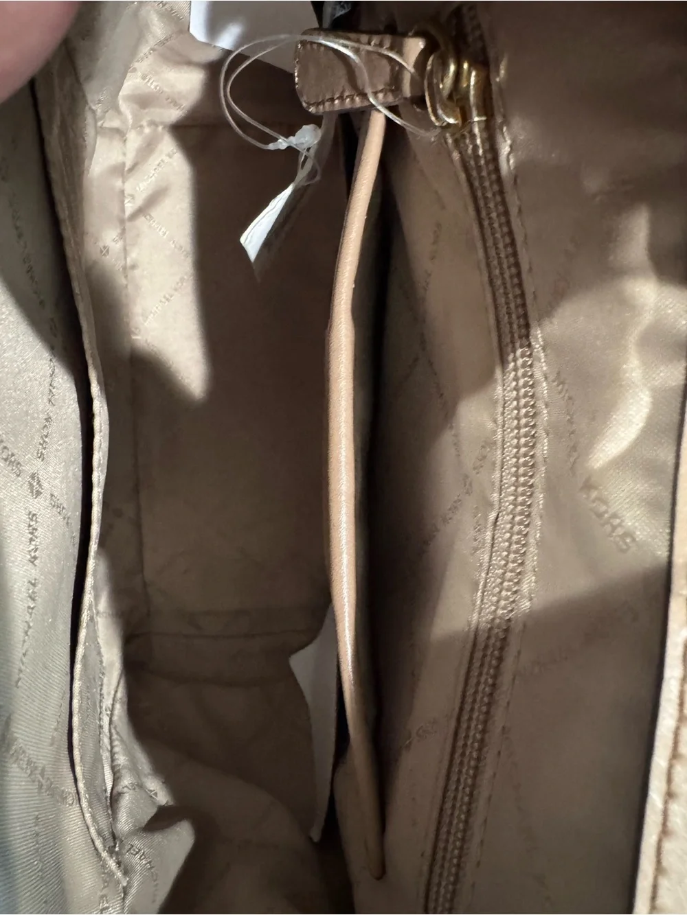 Michael Kors Taupe Leather Shoulder Bag with Gold Chain